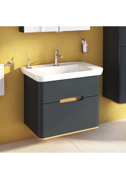 Sento 60836 Lavabo Dolabı, Çift Çekmeceli, 80 cm, Mat Antrasit fiyatları