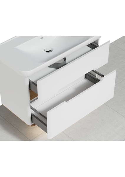 Sento 60826 Lavabo Dolabı, Çift Çekmeceli, 100 cm, Mat Beyaz fiyatları