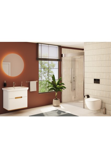 Sento 60824 Lavabo Dolabı, Çift Çekmeceli, 80 cm, Mat Beyaz