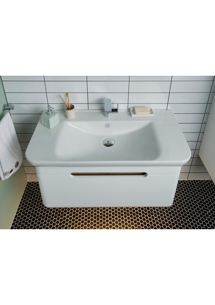 Sento 60813 Lavabo Dolabı, Tek Çekmeceli, 80 cm, Mat Beyaz