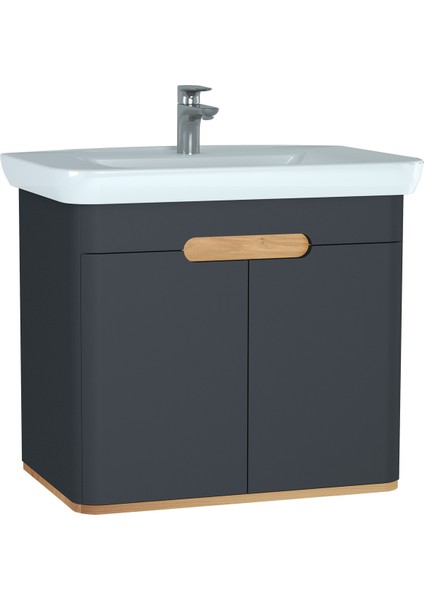Sento 60809 Lavabo Dolabı, Kapaklı, 80 cm, Mat Antrasit