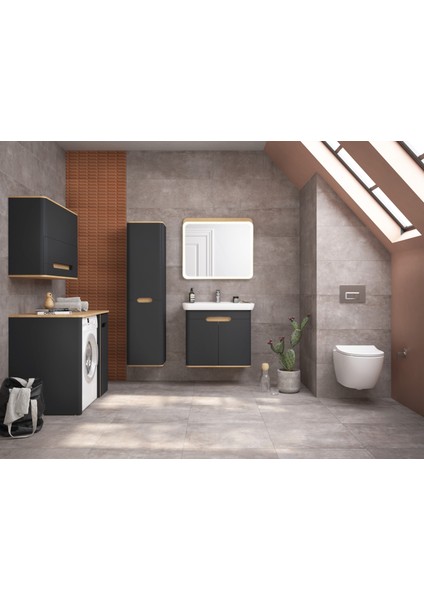 Sento 60809 Lavabo Dolabı, Kapaklı, 80 cm, Mat Antrasit fiyatları