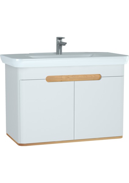 Sento 60787 Kapaklı, 100 cm, Lavabo Dolabı, Mat Beyaz