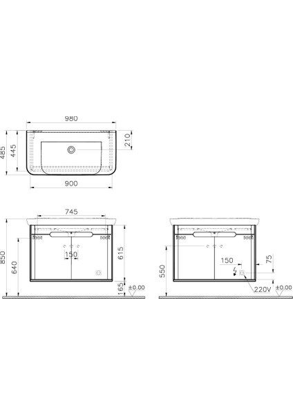 Sento 60787 Kapaklı, 100 cm, Lavabo Dolabı, Mat Beyaz modelleri