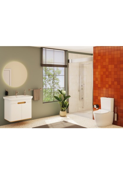 Sento 60785 Lavabo Dolabı, Kapaklı, 80 cm, Mat Beyaz