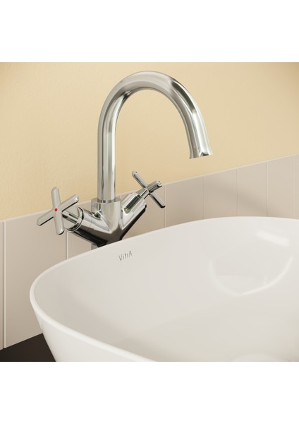 Origin Classic A42886 Çanak Lavabo Bataryası, Çift Kumandalı, Krom