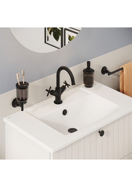 Origin Classic A4288436 Lavabo Bataryası, Çift Kumandalı, Mat Siyah