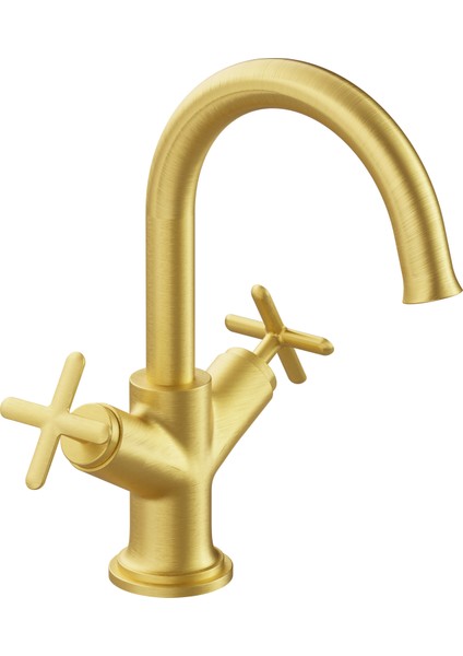 Origin Classic A4288425 Lavabo Bataryası, Çift Kumandalı, Fırçal Altın