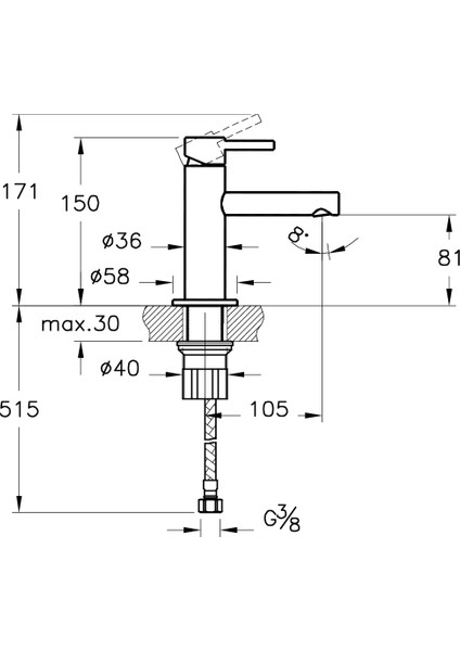 Vitra Origin A42555 Kısa Lavabo Bataryası, Krom