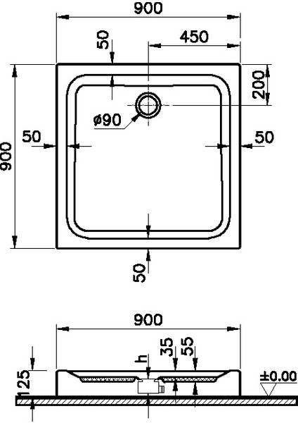 Optimum Neo 64090002000 Duş Teknesi, Monoblok, 90x90 cm