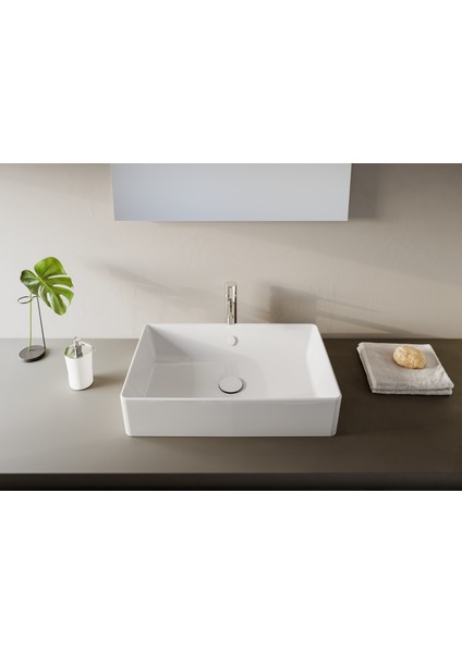 Nuo 7434B003-0016 Dikdörtgen Çanak Lavabo, 60 cm, Beyaz