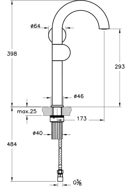 Liquid A4279139 Yüksek Lavabo Bataryası, Sağdan Kullanım, Parlak Siyah fiyatları