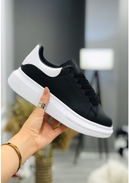 Alex Siyah Beyaz Yüksek Taban Sneakers