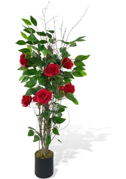 Kırmızı Gül ve Beyaz Begonvil Yapay Ağaçlar, 90cm ve 130cm, doğal görünümlü dekor.