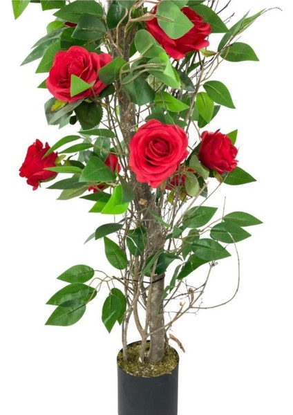 Kırmızı Gül ve Beyaz Begonvil Yapay Ağaçlar, 90cm ve 130cm, doğal görünümlü dekor. fırsatları