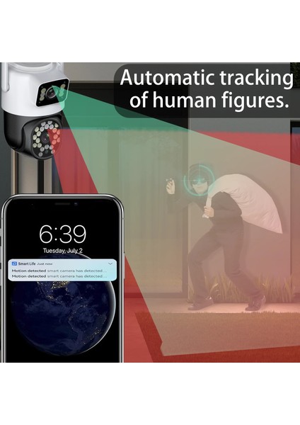 Yoosee App CMR44 Fhd 4mp Çift Kameralı Çift Ekranlı Ptz Outdoor Güvenlik Kamerası