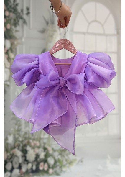 Lila Karolin Pamuk Saten Kız Bebek Çocuk Romper Külotlu Abiye Elbise modelleri