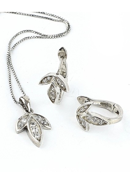 Zirkon Taş Detaylı 925 ayar Gümüş Zarif Set Takım fiyatları