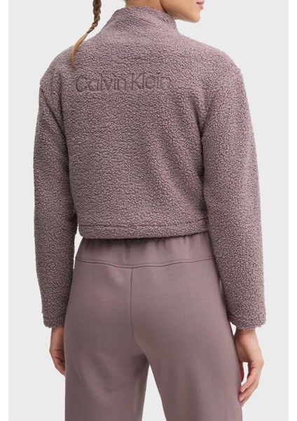 Calvin Klein Relaxed Fit Yarım Fermuarlı Sıfır Yaka Crop Sherpa Ceket 00GWF4W307PFK Bayan Ceket 00GWF4W307 Pfk