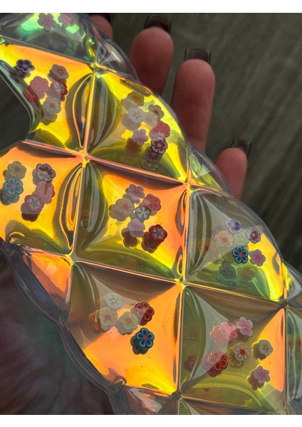 iPhone 12 Pro Uyumlu Kılıf Şeffaf ve Hologram Yastık Desenli Silikon Kılıf
