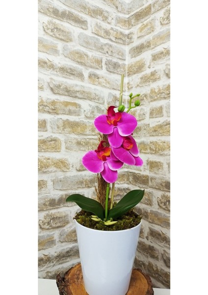 Tekno Trust Orkide Yapay Çiçek 1 Adet 38 Cm Fuşya Orkide Çiçeği Yapay Bitki Ağaç Saksıda Yapay Çiçek