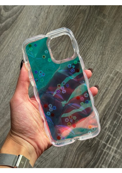 iPhone 12 Pro Max Uyumlu Kılıf Şeffaf ve Hologram Yastık Desenli Silikon Kılıf