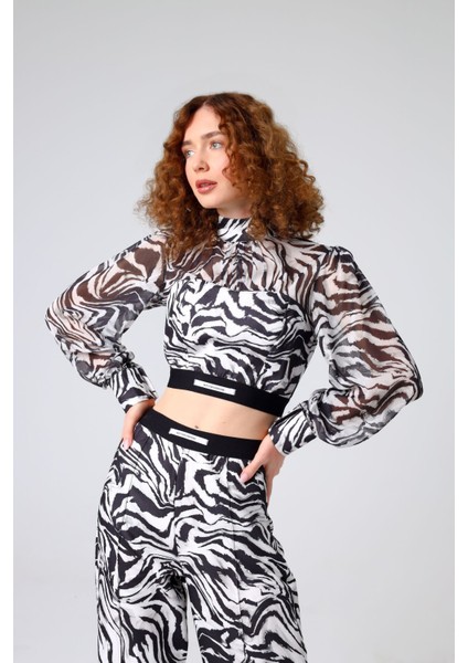 Zebra Baskılı Bluz 36