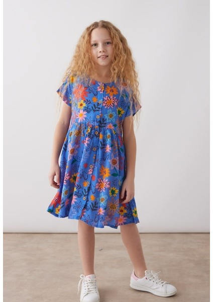 Kız Çiçek Desenli Elbise