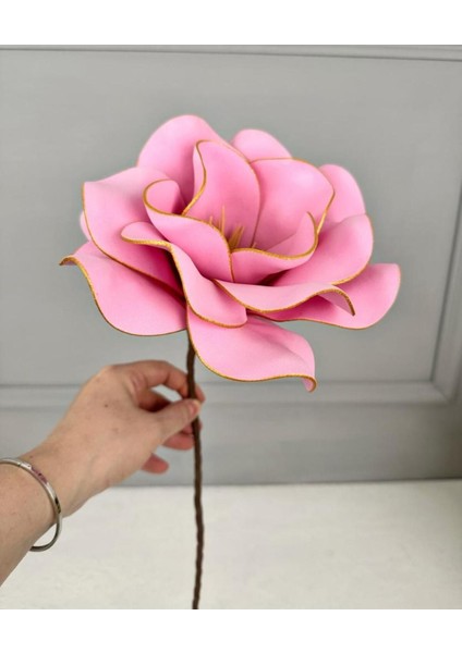 Pembe Eva Lateks Çiçek, 31-45 cm, Tek Dal, Canlı ve Şık Dekoratif Çiçek