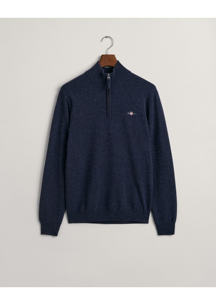 Erkek Lacivert Regular Fit Yarım Fermuarlı Kazak 87213.480