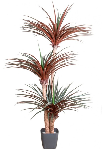 Tekno Trust Yapay Avize Çiçeği Bitkisi (Yucca Ağacı) 200 Yapraklı Yeşil-Bordo 170 Cm.
