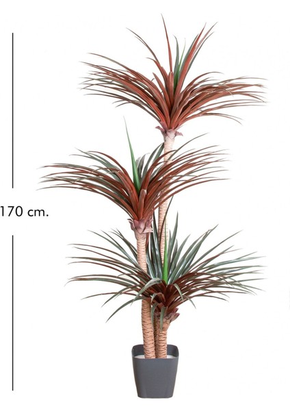 Tekno Trust Yapay Avize Çiçeği Bitkisi (Yucca Ağacı) 200 Yapraklı Yeşil-Bordo 170 Cm.