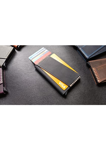 Kişiye Özel Deri Mekanizmalı Kartlık Siyah