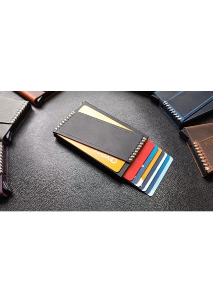 Kişiye Özel Deri Mekanizmalı Kartlık Siyah modelleri