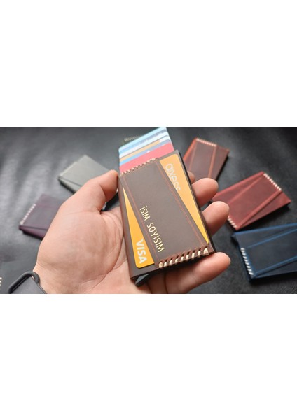 Kişiye Özel Deri Mekanizmalı Kartlık Siyah indirimleri