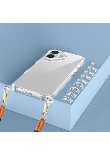 iPhone 16 Plus Kılıf Airbagli Takılabilir Askı Aparatlı Zore Snap Silikon Kapak-Şeffaf