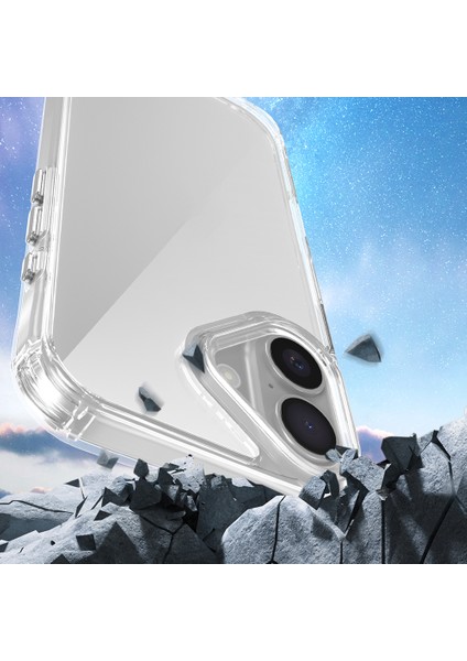 iPhone 16 Plus Kılıf Airbagli Takılabilir Askı Aparatlı Zore Snap Silikon Kapak-Şeffaf
