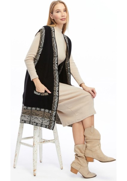 Kadın Cep Detaylı Kalın Triko Yelek modelleri