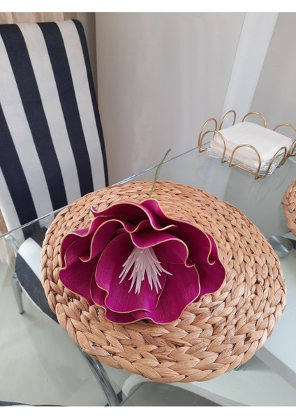El Yapımı Mor Lateks Çiçek, 31-45 cm, Tek Dal Erguvan Rengi