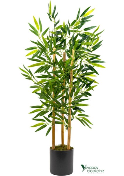 2 Adet Gri Saksıda Çim Detaylı Yapay Benjamin ve Bambu Ağacı, Yeşil, 101-125 cm fiyatları