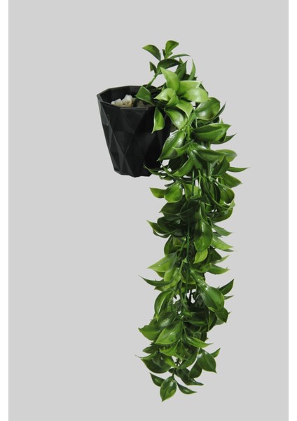 Tekno Trust Yapay Çiçek Elmas Saksı Içerisinde Yoğun Dallı 40 Cm Limon Yaprağı Sarkıtı
