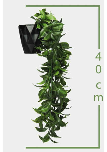 Tekno Trust Yapay Çiçek Elmas Saksı Içerisinde Yoğun Dallı 40 Cm Limon Yaprağı Sarkıtı