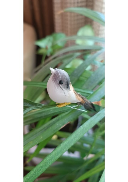 12'li yapay kuş dekor, altın renk, 8 cm, tek dal çiçek aksesuarı