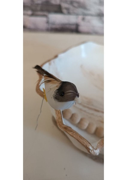 12'li yapay kuş dekor, altın renk, 8 cm, tek dal çiçek aksesuarı