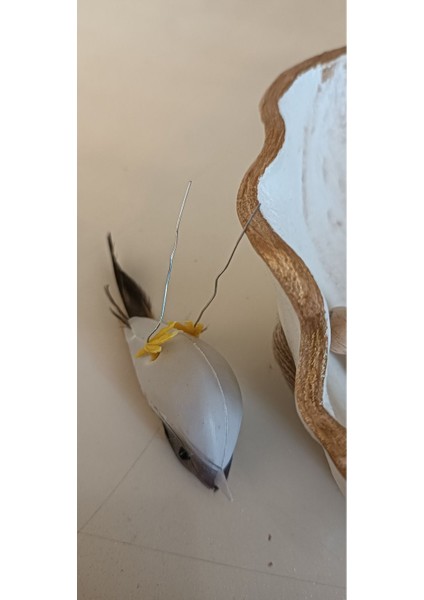 12'li yapay kuş dekor, altın renk, 8 cm, tek dal çiçek aksesuarı