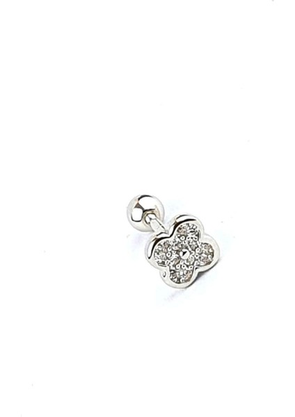 Zirkon Taş Detaylı Yonca Figürlü 925AYAR Gümüş Tragus Helix Kikirdak Piercing fiyatları