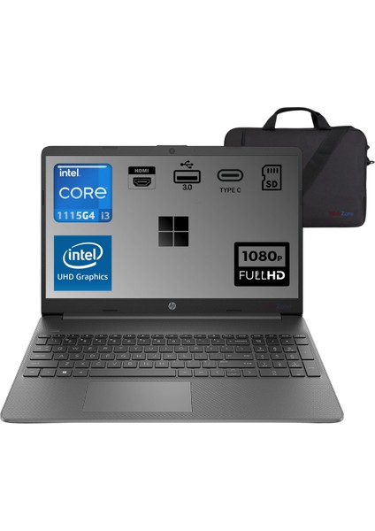 Hp Essential Intel Core I3-1115G4 8gb 256GB SSD 15,6" UHD Graphics WIN11 Dizüstü Bilgisayar- Webzone Çanta 2N2N7EAWZ1