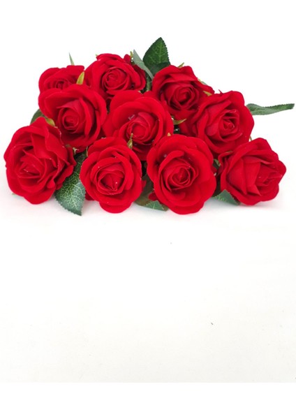 Yapay Çiçek 10 Lu Kadife Gül Demeti Kırmızı indirimleri