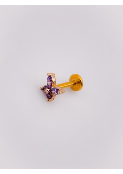 Cerrahi Çelik Piercing Zirkon Taşlı Minimal Kelebek Figürlü Kıkırdak Helix Tragus PIERCING(1ADET)