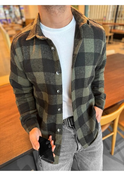 Erkek Oduncu Gömleği Slim Fit Dar Kalıp Ekose Desen Uzun Kollu